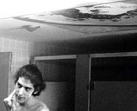 Brad shaving in the lower deck head.